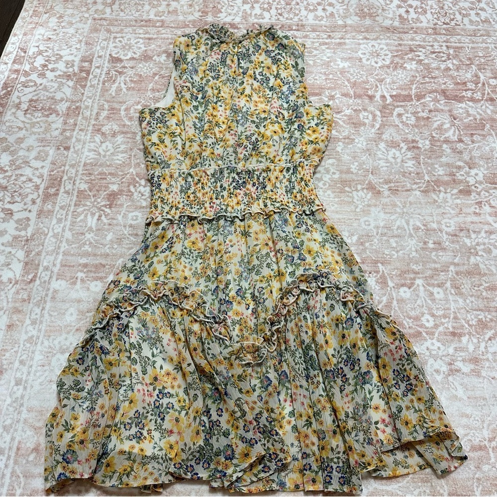 Floral Smocked Ruffle Summer High Neck Minidress 🌻 - Picture 8 of 9
